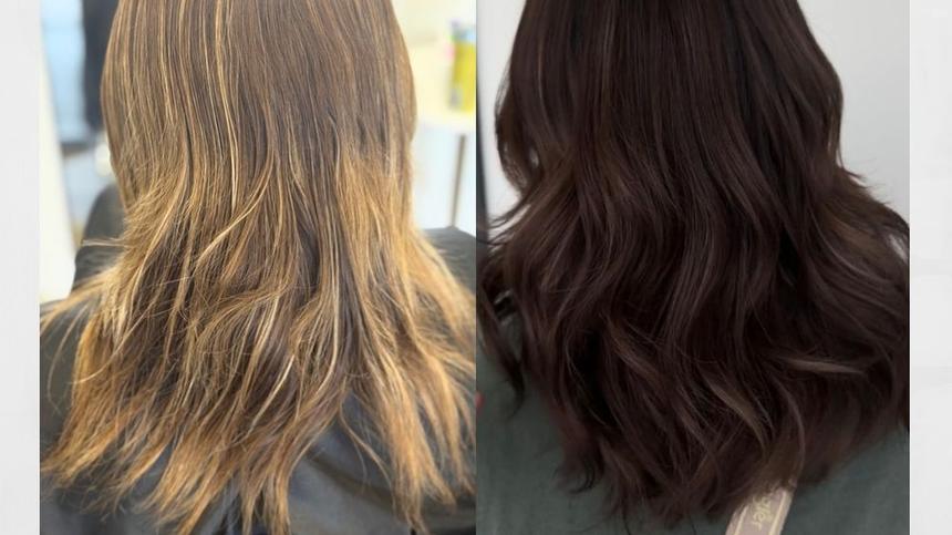 Blonde color correction with lowlights and a root tap by Maddie Dean at Mane Escape Studio