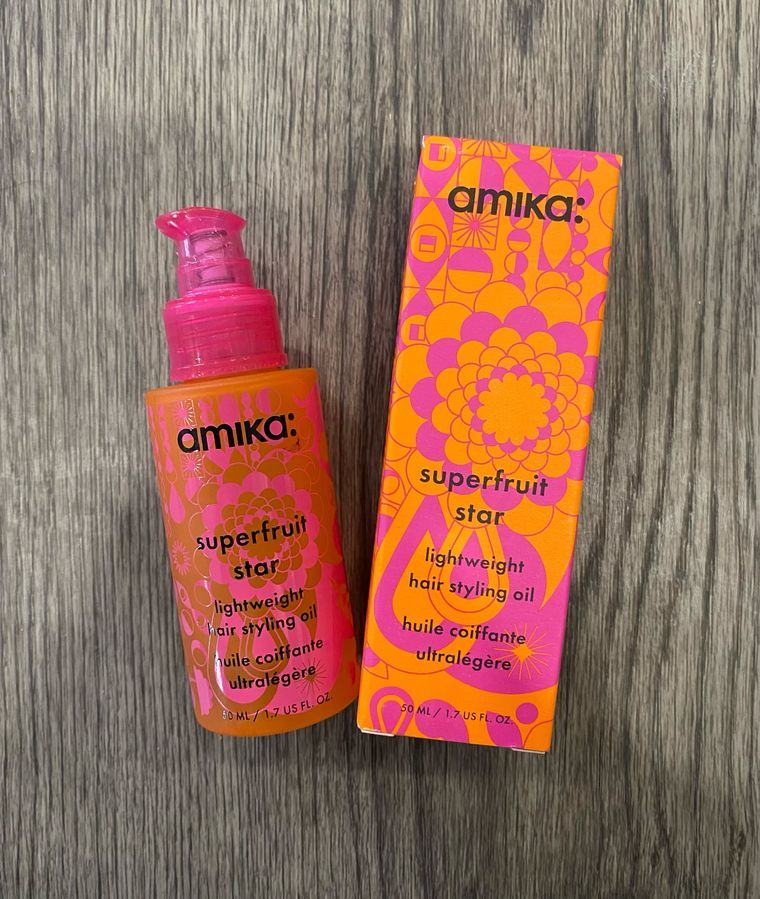 Amika Superfruit Star lightweight styling oil, on the shelf at Mane Escape Studio